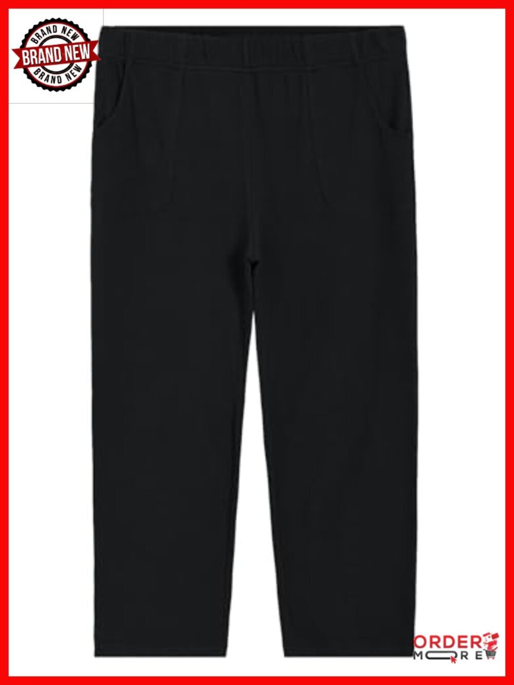 Plus Size Petite Pull On Knit Cotton Pants 26" Inseam Straight Leg